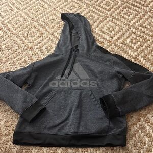 adidas Dark Gray Pullover Hoodie with Logo